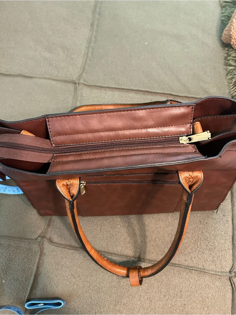 Michael Kors Brown Leather Tote with Tan Braided Handles